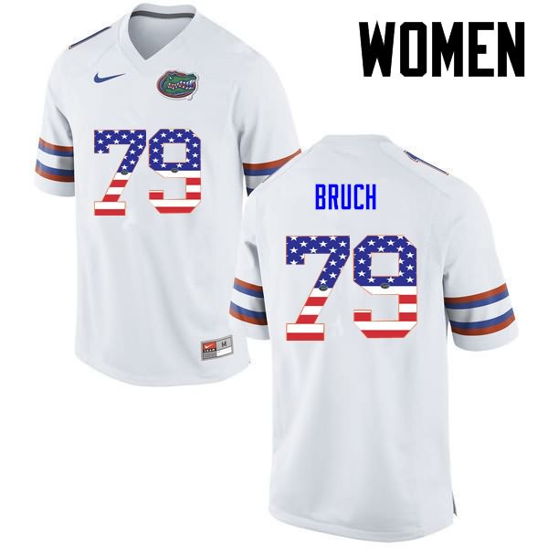 NCAA Florida Gators Dallas Bruch Women's #79 USA Flag Fashion Nike White Stitched Authentic College Football Jersey NCF1664KV